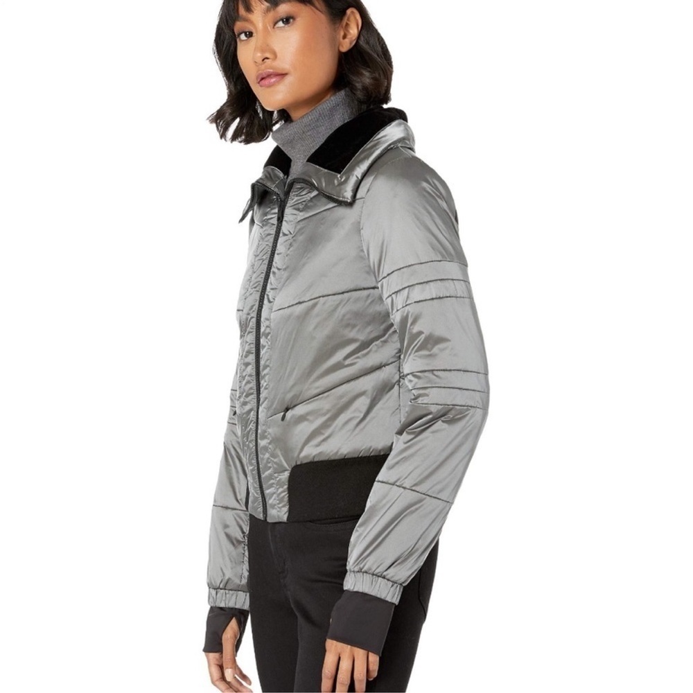 blanc noir Silver Puffer Jacket with Black Trim - Picture 4 of 15